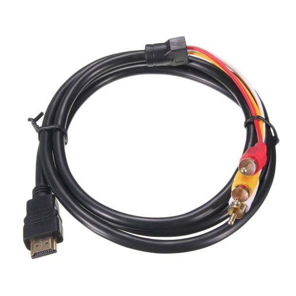 HDMI till RCA-kabel, 5 fot/1,5 m HDMI hane till 3RCA AV komposit hane M/M-kontakt Adapter Kabelsladd Sändare för TV HDTV DVD