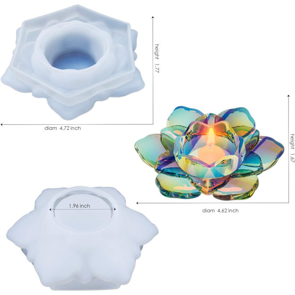 Lotus Tealight Ljusstake Resinform, Blomljusstake Epoxi Gjutning Silikonformar för DIY Smyckeskrin, Prydnadsföremål