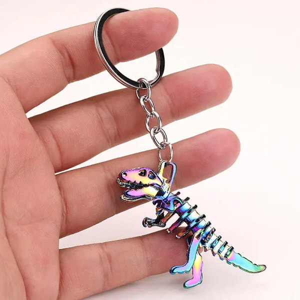 4 stycken Kreativa Skalle Dino Nyckelringar för Män Väskor Ryggsäck Bilnyckelhänge, Metall Dinosaurie Nyckelringar för Pojkar Män Presenter