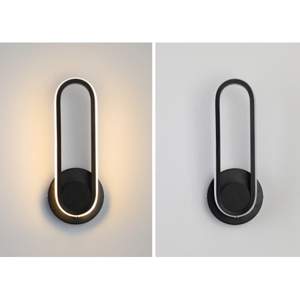 Vägglampa Kreativ LED Sänglampa Vägglampa Inomhus Hotell Gång Korridor Trapphus Vardagsrum Bakgrundsvägglampa, Svart, 12w, Kallvitt Ljus
