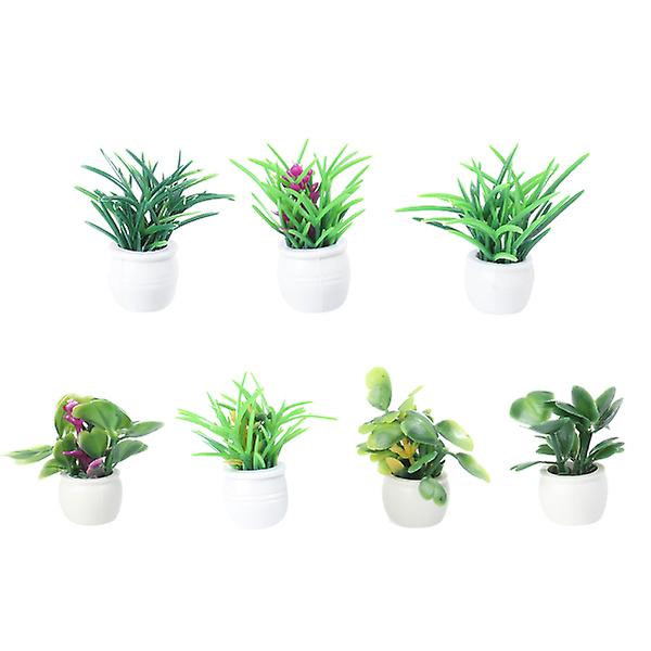 7 kpl Kukkaru Kasveja Sisätiloihin Tekokukkaru Tinakukkaru DIY Miniatyyrikasvi Ruukku Vihreä 3X3CM Green 3X3CM