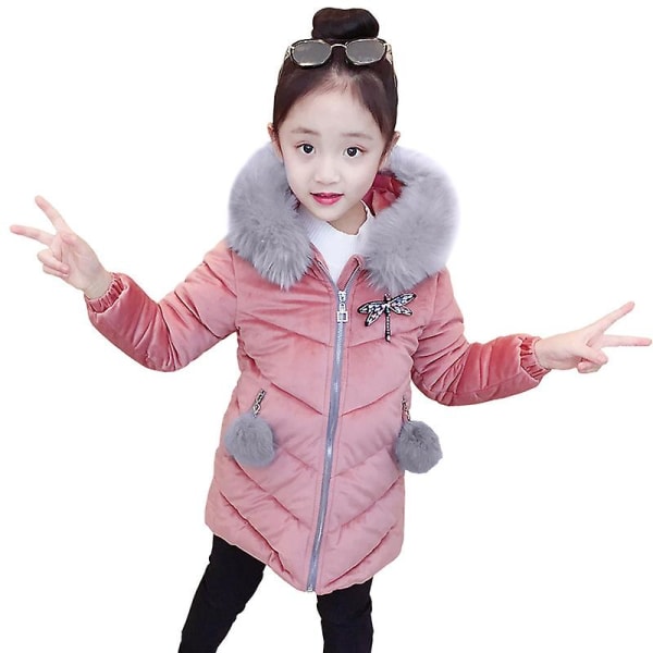 Bomullskappor för flickor Mellanlånga barnkläder Kläder i förtjockad bomull Vinterkappa140cmpink pink 140cm