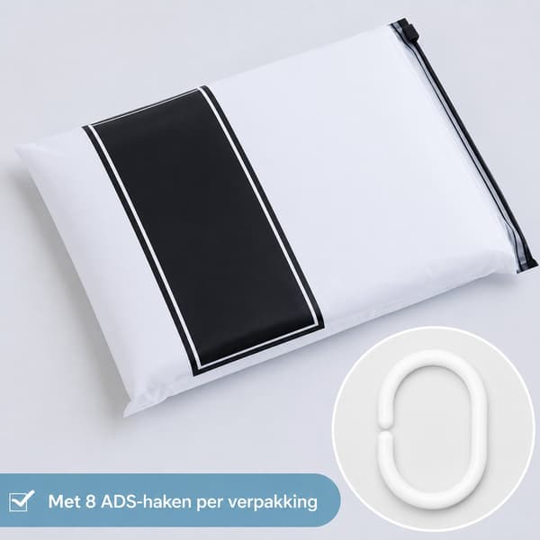 Vandtæt, Skimmelresistent Bruseforhæng med Glidende Ringe, Hvidt Polyester Badeværelsesforhæng, Vaskbart og Hurtigtørrende, 120 x 200 cm