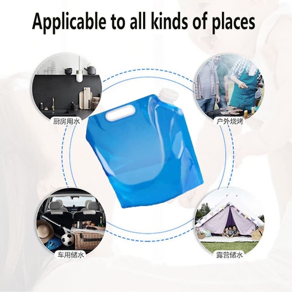 3 deler sammenleggbar vannpose, 10l drikkevannsbeholder, vannbeholder bærbar vannblære, sammenleggbar campingreservoarpose, for campingvandring