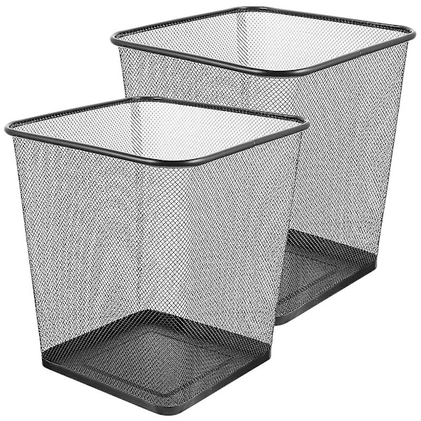 2 st Mesh Design Kvadratisk Soptunna Stabil Järnram Papperskorg För Hushåll Kontor Svart 27X30CM Black 27X30CM