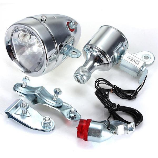 Cykelgenerator, strålkastare bakljus kit 12V 6W friktionsgenerator dynamo strålkastare bakljus kit universell