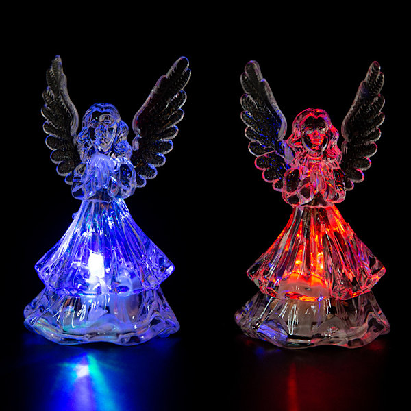 2 stk. Farveskiftende LED Engel Lampe Lys Haveengel Gave Have Dekoration Glimtende 3D Oplyst Engel Figur til Skrivebords Ornament