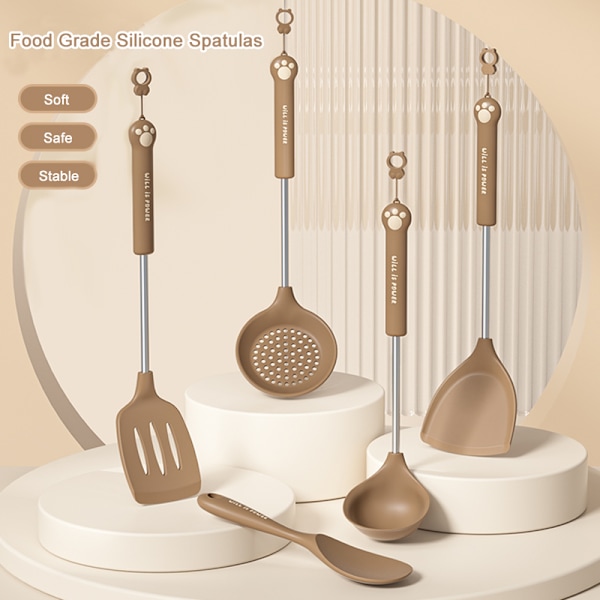 Tecknad Björn Matlagningsredskap 5 Delars Set Silikon Köksspatlar Set Non-Stick Durkslag Vändare Hem- och Kökstillbehör*ryy 5 pcs set
