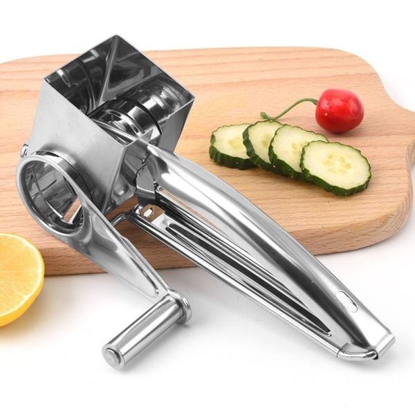Multifunksjons roterende ostestrimler med 1 håndholdt trommel i rustfritt stål for parmesan, mozzarella, grønnsaker og mer, ergonomisk design