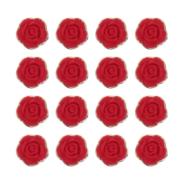 50 stk DIY Roseformede Patches Harpiks Blomster Patches DIY Telefonetui Patches Rød 1,1X1,1cm Red 1.1X1.1cm