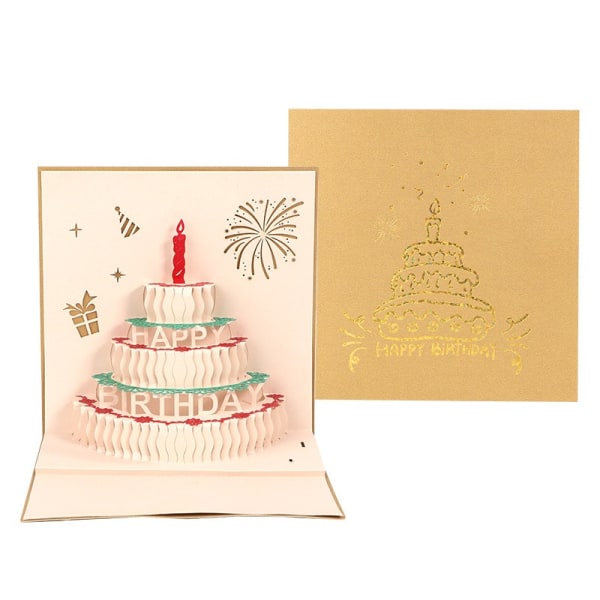 3D Pop Up -syntymäpäiväkortit, lämmittävä LED-valo syntymäpäiväkakkumusiikki Hyvää syntymäpäivää korttipostikortit Pop Up -onnittelukortit Hyvää ystävää, 1 pakkaus