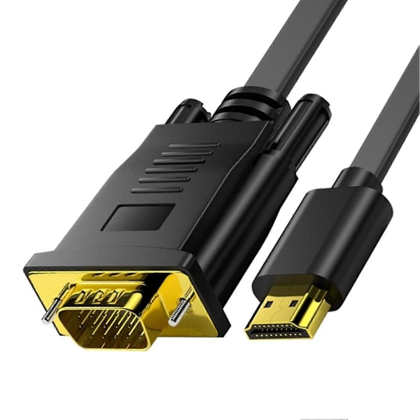 RYI) Konverteringskabel Høy Oppløsning Rask Overføring Plug Play HDMI-kompatibel Hann til VGA PVC Videoadapterkabel for Laptop