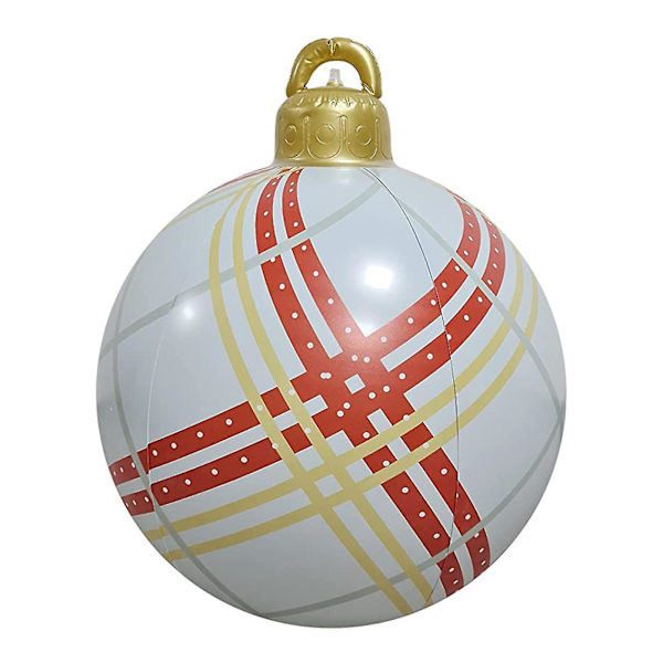 Utomhus Jul PVC Uppblåsbar Dekorerad Boll med Uppblåsningspump 60cm i Diameter Trädgård YardD D