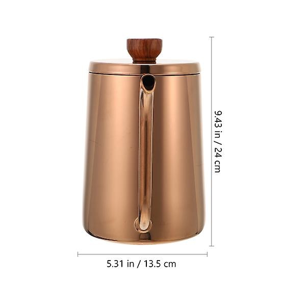 Lang tud Kaffekedel med Svanehals i Rustfrit Stål 600ml Kaffekande Rosaguld 24X13.5X9CM Rose golden 24X13.5X9CM
