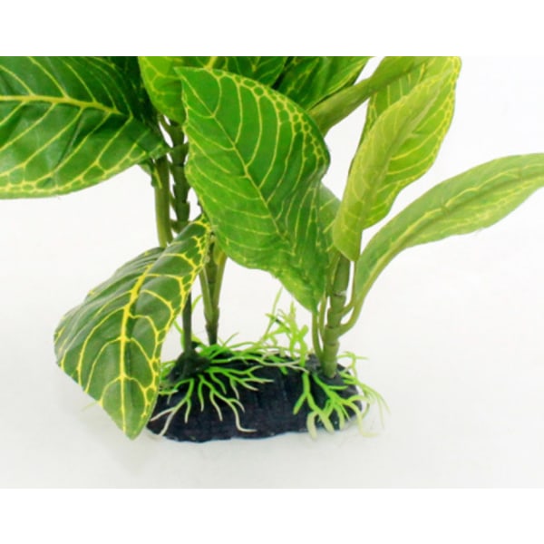 Kunstig akvarium plast grønn akvatisk dekorativ akvarium lotusblad plante bølgegress 24cm