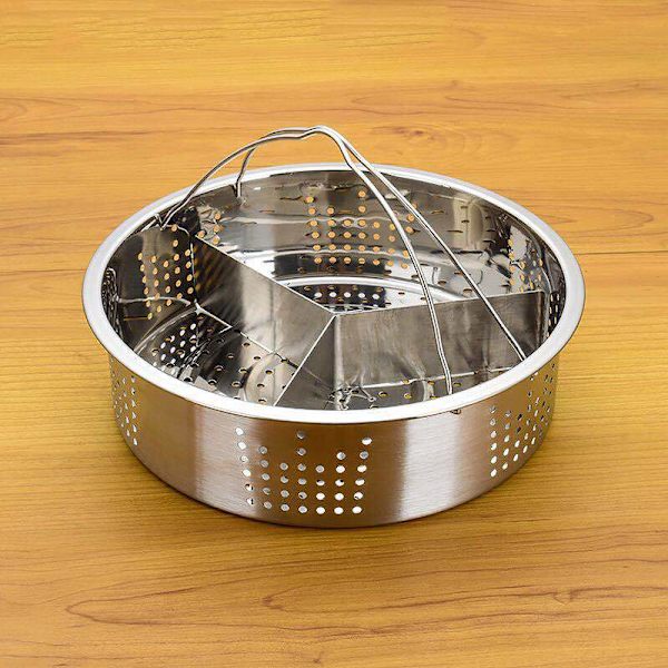 Dampkurv i rustfrit stål med ægdamperstativ, kompatibel med Instant Pot