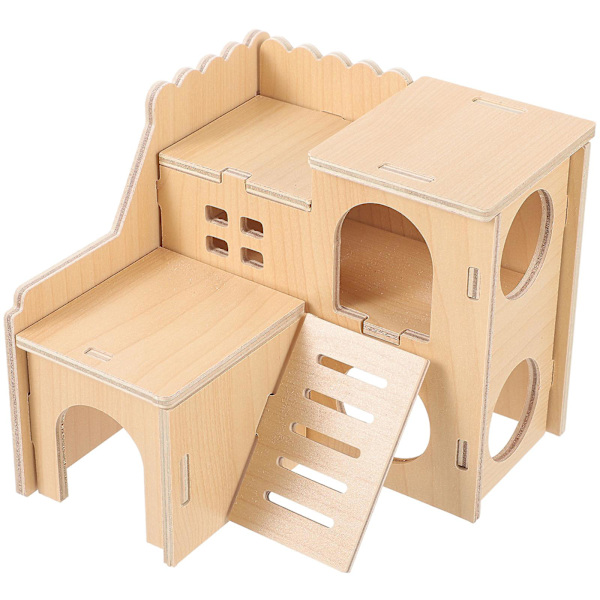 Multifunktionelt Hamsterhus Hamster Slot Dobbeltlags Rotteværelse Lille Dyrehule Bur Dekoration 15,5x14,5cm 15.5x14.5cm