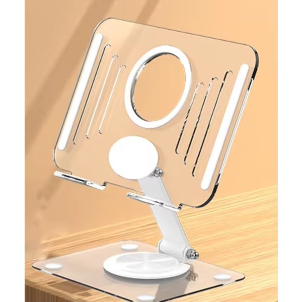 Ny Design Akryl Tablettholder 360 Rotasjon Bærbar Telefonholder Sammenleggbar Justerbar Holder_xrzi White