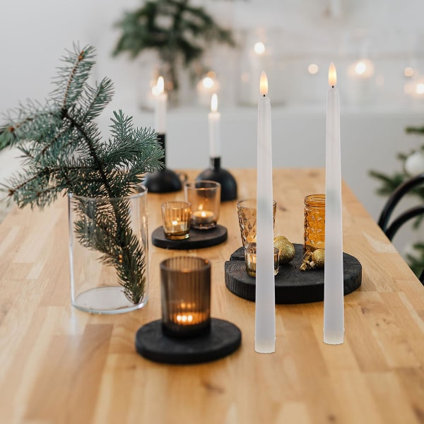 6 stk flammeløse koniske lys med fjernstyrt batteridrevet stearinlys Bryllup JuldekorHvit2 White 27.5X2cm