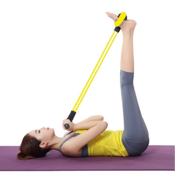 4 Tubes yellow Sit-up Pull Rope Exercise Equipment Pedal Resistance Band Elastic Tension Rope for Home Gym Yoga Workout Multifunct