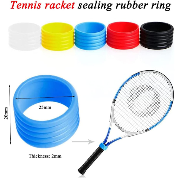 5 stk Tennis Racket Håndtag Elastisk Gummi Ring, Racket Fastgørelsesring, Velegnet til Tennis Racket, Badminton Racket, Squash Racket