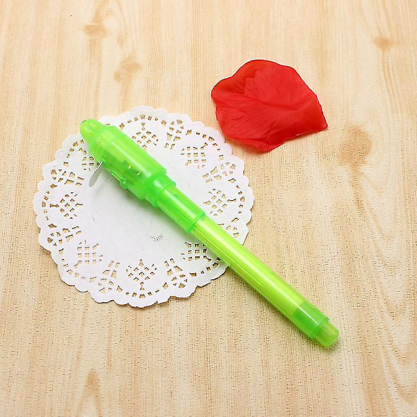 2 stk Usynlig Blækpen Spionpen Med UV Lys Magic Marker Børnepenne Til Hemmelig Besked Og FestGrøn Green