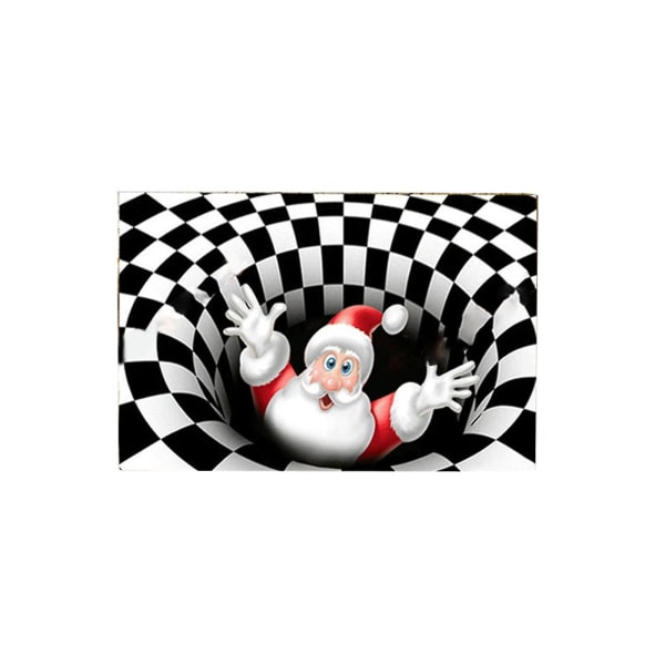 Jule 3D Illusion Dørmatte Antislip Gulvmatte Sengsideområde Tæpper Til Soveværelse Stue Børn 120X160cm Sort Julemand Black Santa Claus 120X160cm