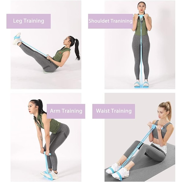 (Blå) Elastiskt Yogapedal-Dragband, Naturligt Latex Spänningsrep Fitnessutrustning, för Buk/Midja/Arm/Bensträckning