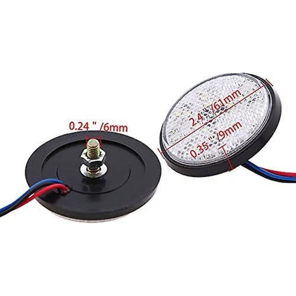 LED-tilhengerlys, 12V Tilhenger Baklys 2 stk Bil Tilhenger Bremslys Rund Reflektor LED LED Markørlys For Bil Motorsykkel Lastebil (hvit)