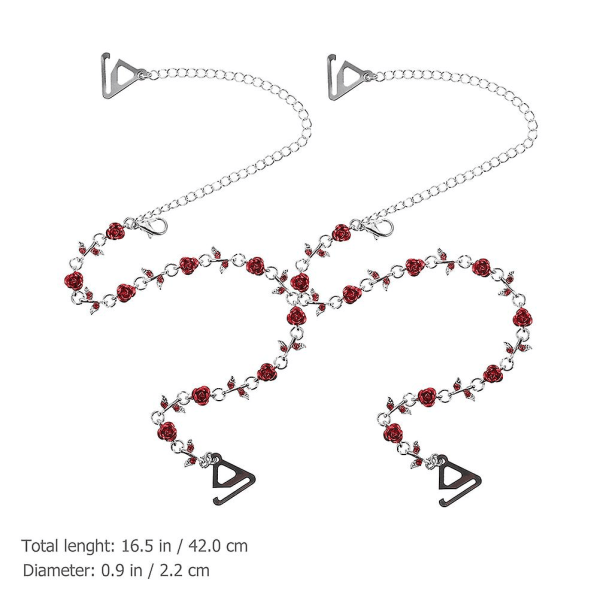 Klesbelte BH-stropper Erstatnings-BH-stropper Krystall-BH-stropper BH-stroppforlenger Elastisk stropp Red 42X2.2X0.7CM