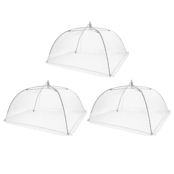 3 st utomhus tält anti-skydd nät matöverdrag picknick tält rund nät matöverdrag vit 43X43X22CM White 43X43X22CM