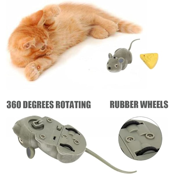 Interaktivt kattemuselegetøj, genopladeligt elektrisk bevægeligt kattelegetøj med oste-fjernbetjening til katte Killinger indendørs sjov bagholdsfangst
