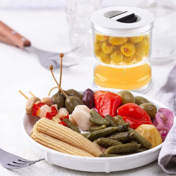 Pickle Hourglass Jar Inläggningsgurka Separator Burk Flip Liten Separator Transparent Inläggningsgurka Burk (1st, Transparent)