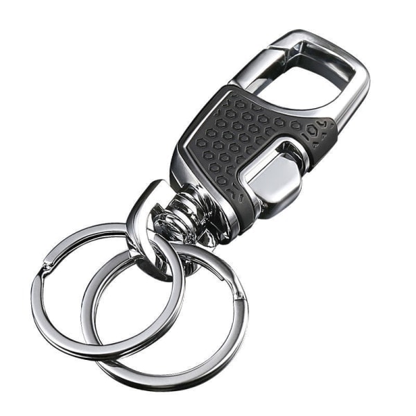 RYI) Sort bilnøglevedhæng med 2 metalringe, sort