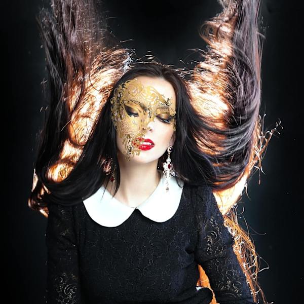 Hvit Maskerademaske 2 stk. Maskerade Halv Halv Ansikt Venezia Dansfest Leke for Karneval Ball Fest Finantrekk Festtilbehør