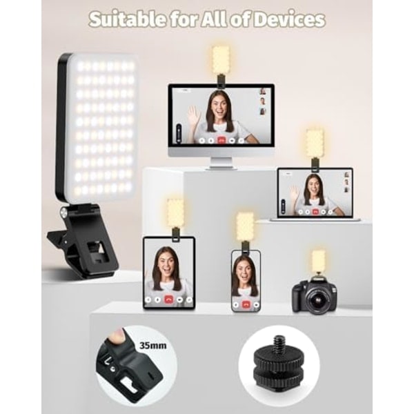 /Ryi/ Bevegelig lys med 60 LED-lamper, bevegelig spotlight 3000-6500K 5 moduser, portabelt lys med 2000 mAh batteri