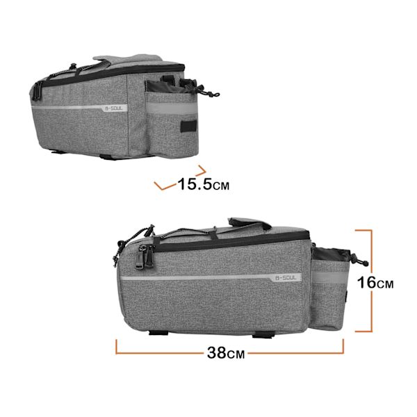 MTB Bagagebærer Taske, Elektrisk Foldbar Hylde Taske, Kørsel Udstyr, Kamel Taske, Tilbehør, Bagagebærer Taske, Grå, 38*15.5*18cm