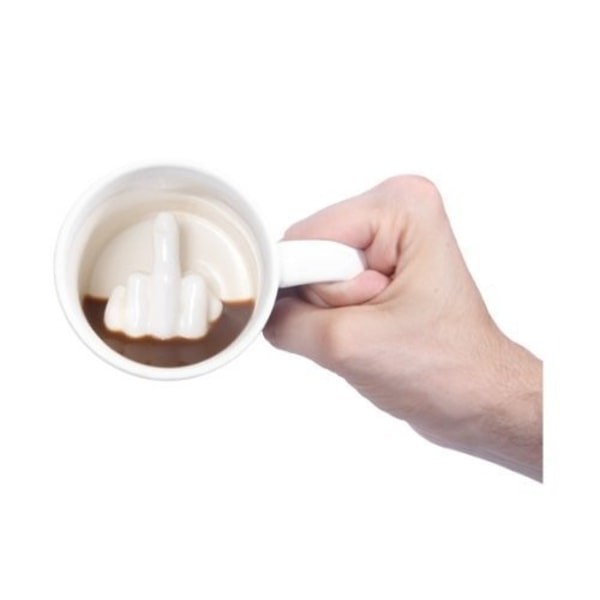 Langfingerkopp keramisk nyhet kaffekrus med 3D morsom finger inni til jul bursdag 300 ml