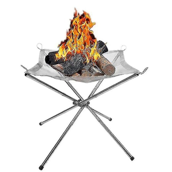 Portable Bålfat, Sammenleggbar Bålkurv i Rustfritt Stål for Camping