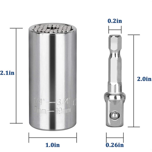 Universal Sokkelnøkkel 2 stk 7-19mm Multifunksjons Reparasjons Ratsjenøkkel Verktøy Sokkelsett