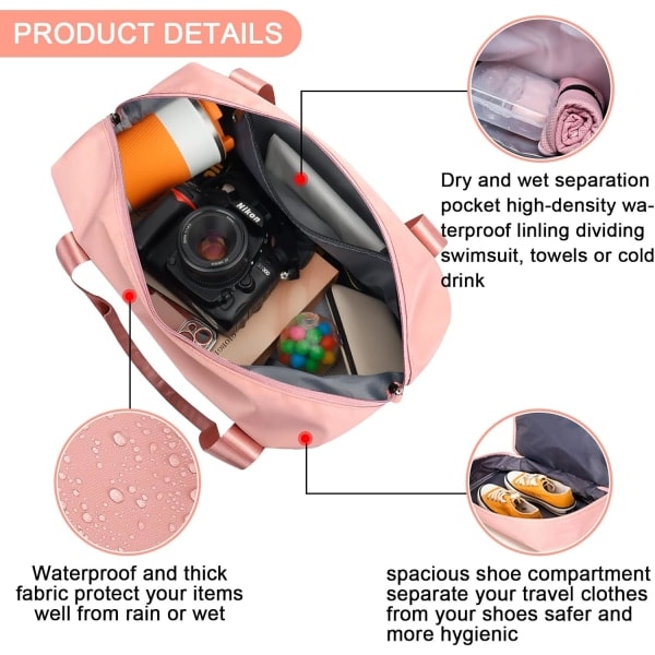 RYI)Reiseveske 30L Weekendbag Vognermuffe Tørr & Våt Separat Gymbag