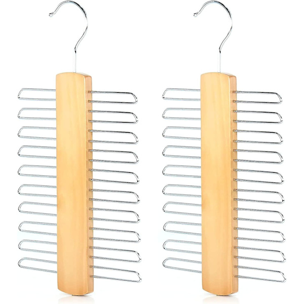 2 stk slipsholder, 20 plasser slipsholder belteholder tre slipskrok for skjerf belter tilbehør, bøk, for skjerf, belter, tilbehør