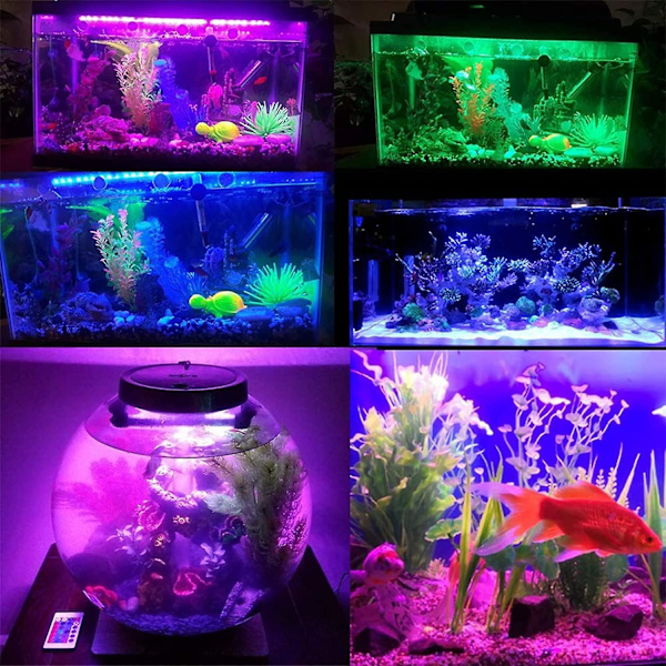 LED Akvarielys, Undervannsbelysning, RGB Farge IP68 Vanntett Dykkerør, Med Fjernkontroll, 15 LEDer 5050 SMD, 28cm, 3.8w