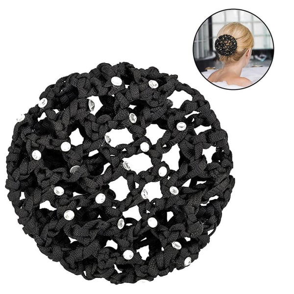 Hårknold Dæk Hårnet Til Piger Kvinder Håndlavet Strikket Mesh Perler Dekoration Elastisk Hårnet Til Ballet Dans Skøjteløb Knold Mesh Dæk Sort Black