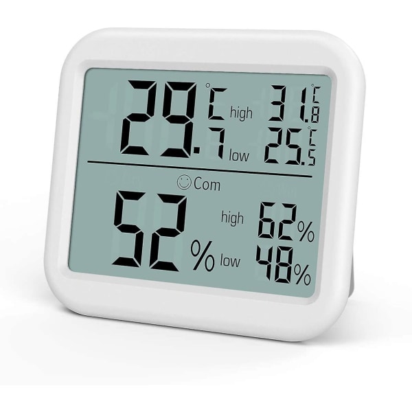 Digital termohygrometer, stor inomhus-lcd-termometer, temperaturfuktighetsmätare med min/max rekord, / switch, komfortmätare, idealisk för säng