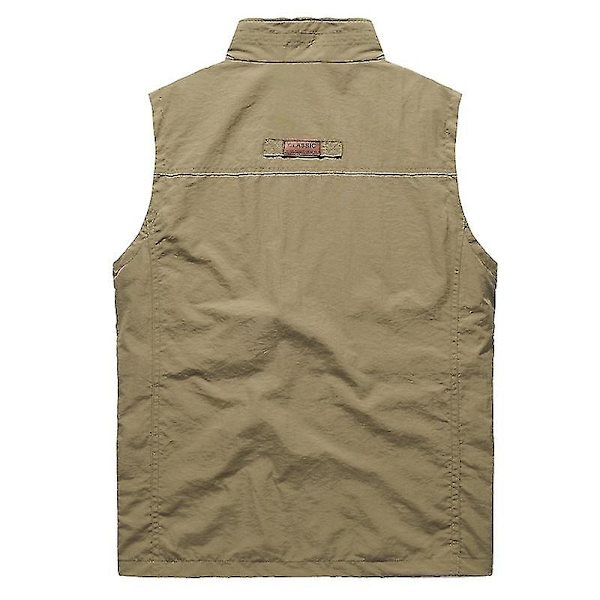 Herr Outdoor Väst Mesh Andningsbar Väst Fritids Sport Fiske Väst 3XL Solid Khaki solid  Khaki 3XL