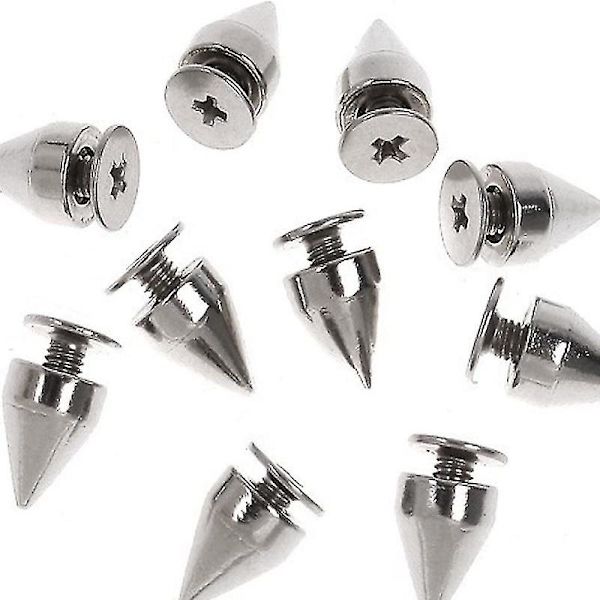 100 st 9,5 mm Silver Nitar Punk Silver Kon Spikar Skruvrygg Nitar DIY Hantverk Coola Nitar Klädskor Dekoration