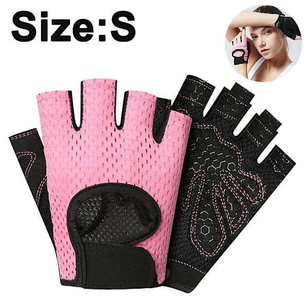 Træningshandsker til Mænd og Kvinder, Letvægts og Åndbare med Polstring Vægtløftningshandsker Fingerløse Pole Dance Handsker PinkS Pink S