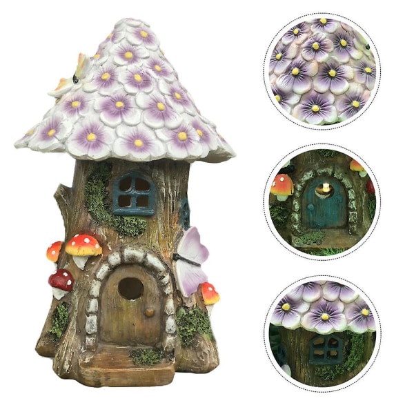 Miniatyrprydnader Solar Fairy House Utomhus Svamphus Ljus Svampstuga StatyAsorterad färg20X14CM Assorted Color 20X14CM