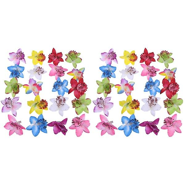 60 st Hårblommor Hårklämmor Flerfärgade Blommor Thailändsk Orchid Barrettes Håraccessoarer Hårnålar För 40 pcs